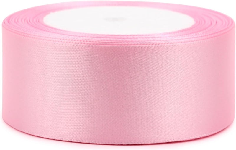 Riunbb Pink Solid Satin Ribbon 1-1/2 Inch 25 Yards Solid Polyester Fabric Ribbon for Gift Wrapping Wedding Christmas Baby Shower Birthday Party Decoration Handmade Immortal Flower Craft - Image 3